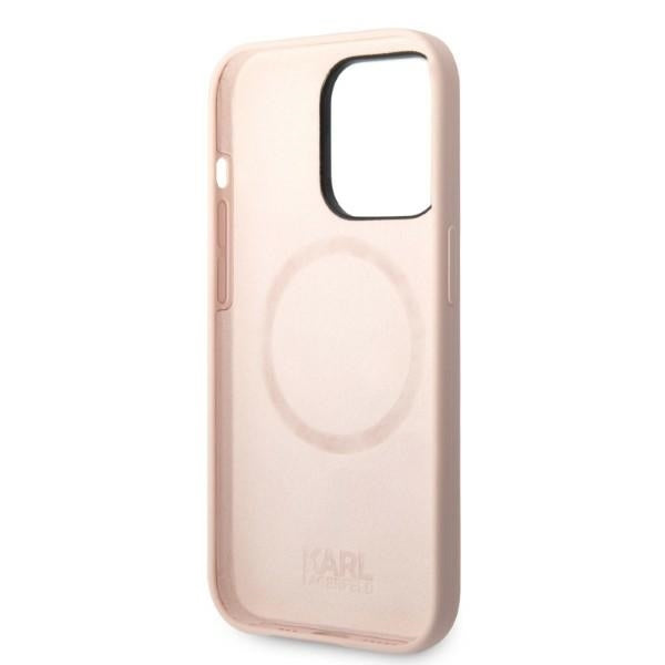 MagSafe Hülle für Apple iPhone 14 Pro, Karl Lagerfeld, Silikonkörper Karl & Choupette, Rosa
