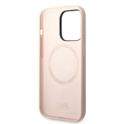 MagSafe Hülle für Apple iPhone 14 Pro, Karl Lagerfeld, Silikonkörper Karl & Choupette, Rosa