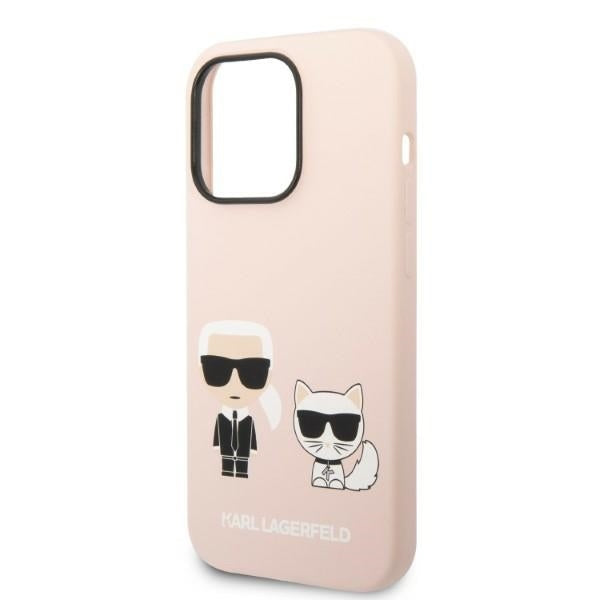 MagSafe Hülle für Apple iPhone 14 Pro, Karl Lagerfeld, Silikonkörper Karl & Choupette, Rosa