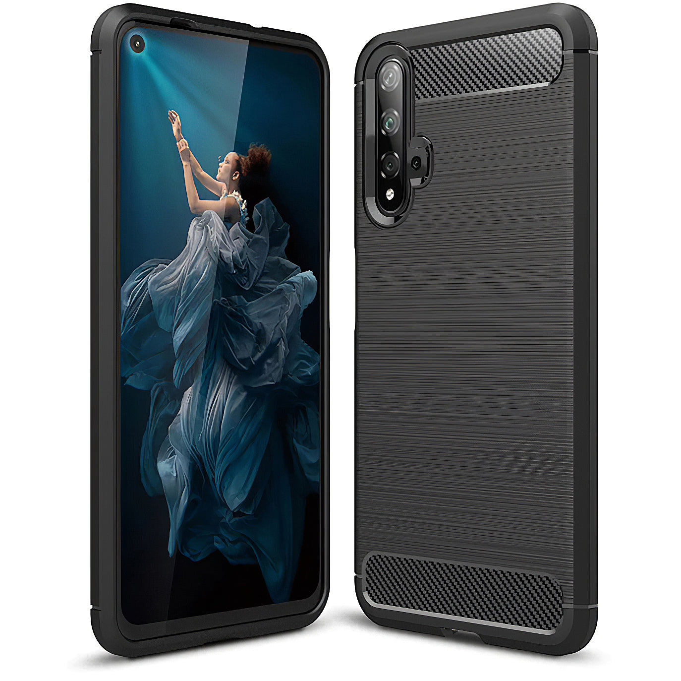Hülle für Huawei nova 5T / Honor 20, OEM, Carbon, Schwarz