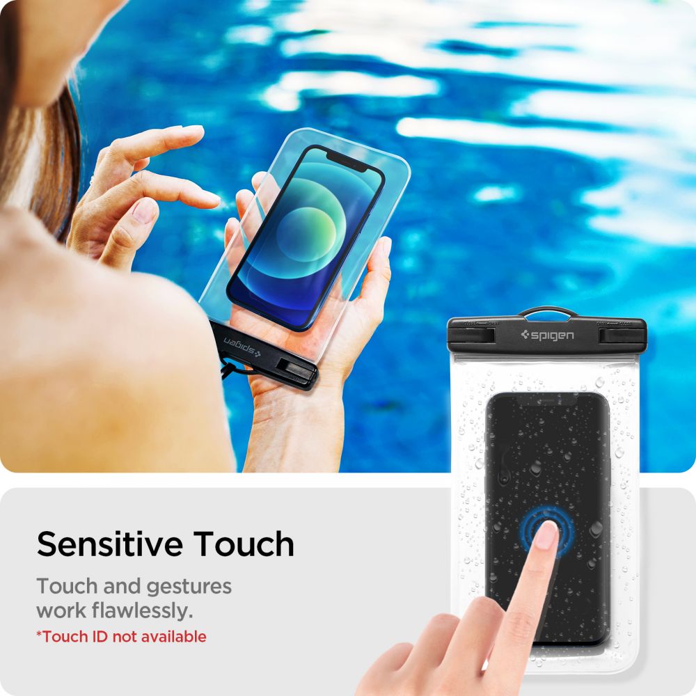 Housse Universelle Étanche pour Téléphone max. 3.5 pouces - 7 pouces, Spigen, A601, Lot de 2 pièces, Transparente AMP03098