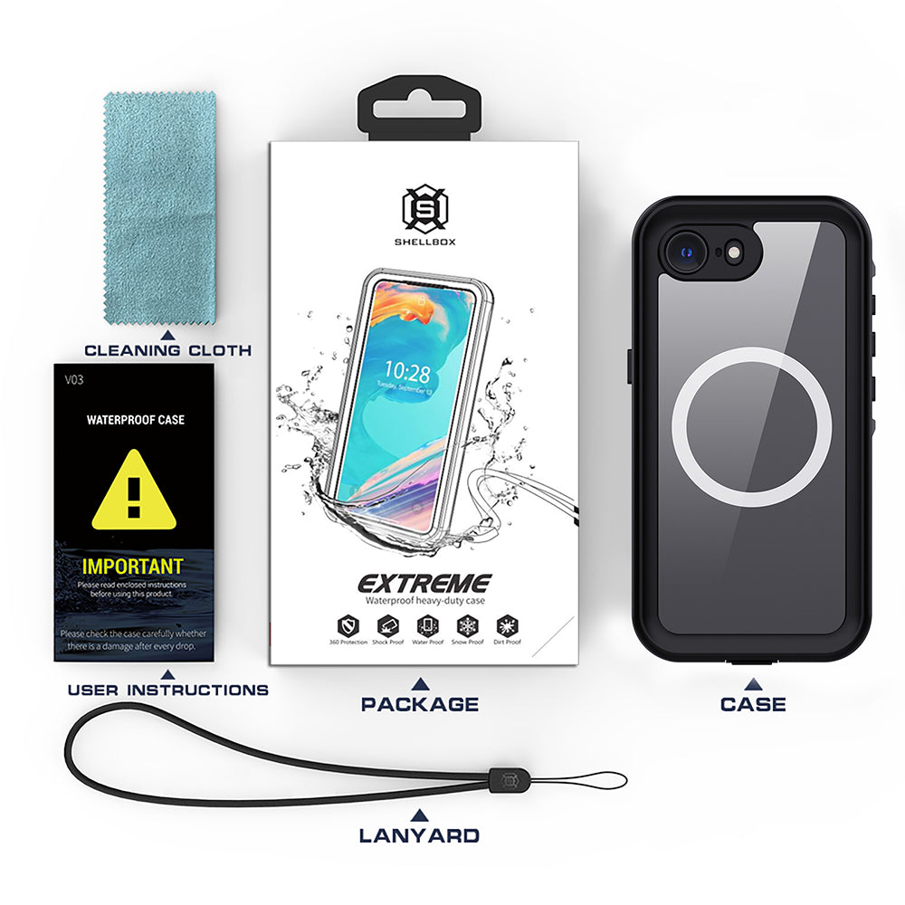 Coque MagSafe Waterproof pour Apple iPhone 17e / 16e, Techsuit, Shellbox, Noire