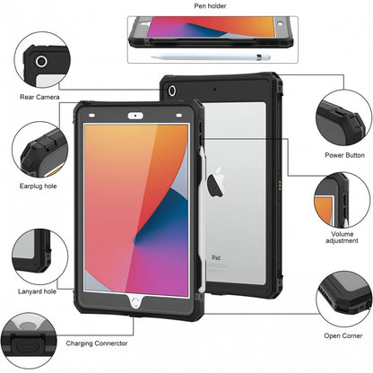 Coque étanche pour Apple iPad 10.2 (2021) / 10.2 (2020) / 10.2 (2019), ShellBox, Noire