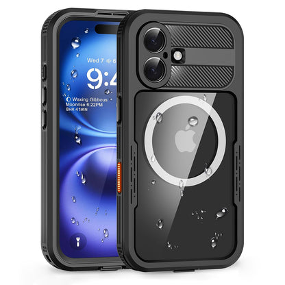 Waterproof hoesje voor Apple iPhone 16, ShellBox, Carbon, Zwart