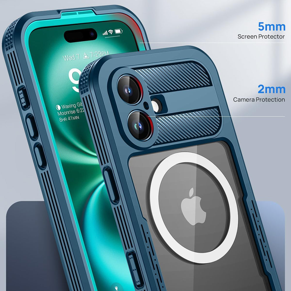Waterproof hoesje voor Apple iPhone 16, ShellBox, Carbon, Zwart