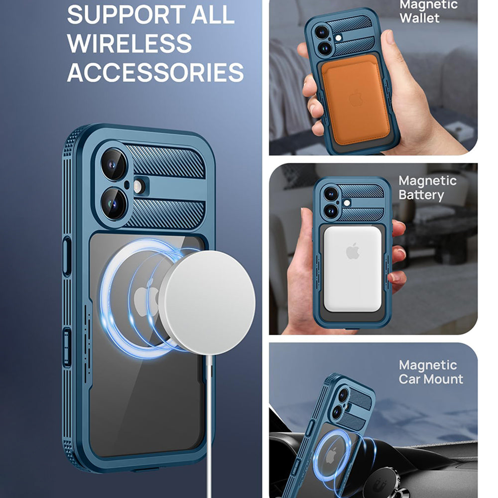 Waterproof hoesje voor Apple iPhone 16, ShellBox, Carbon, Zwart