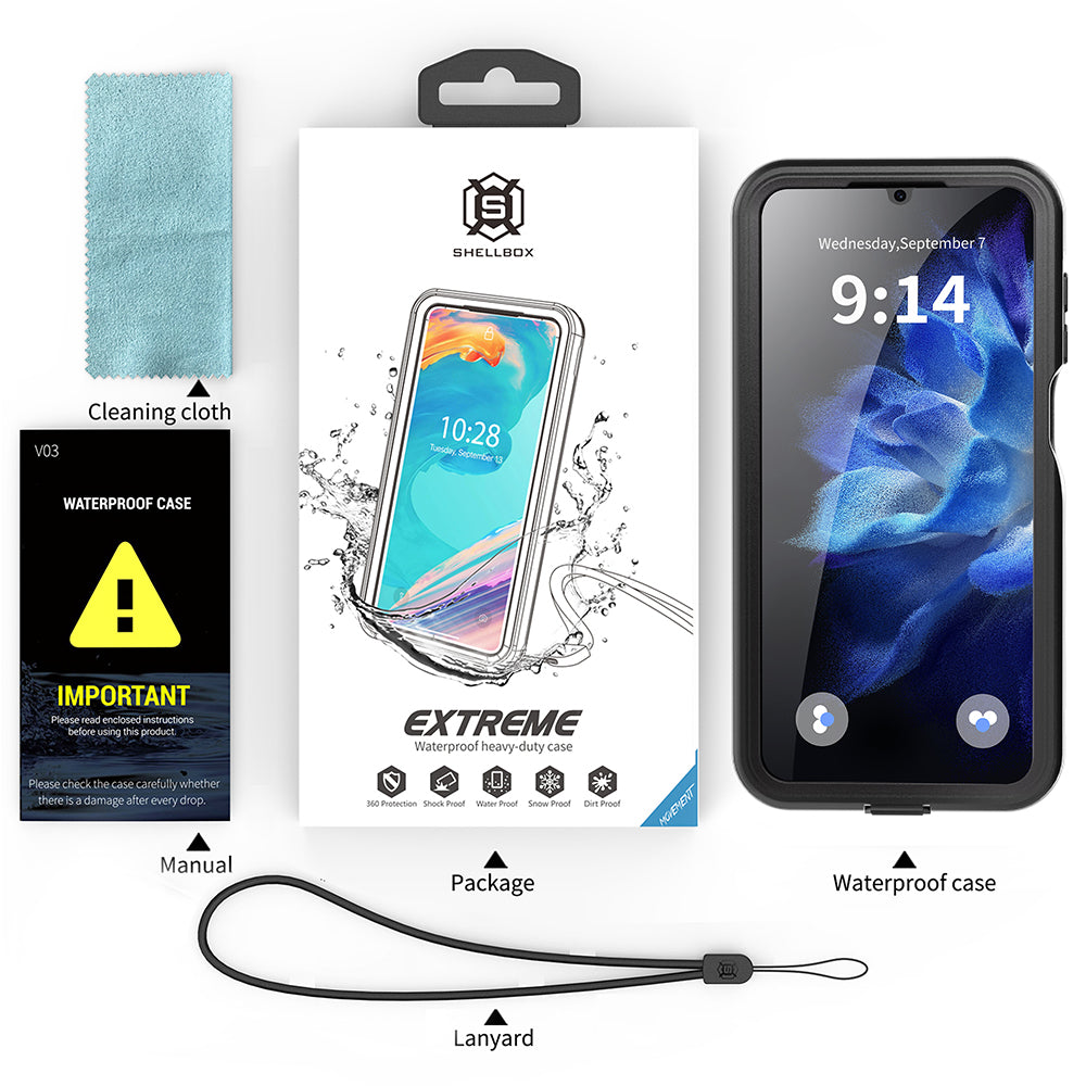 Wasserdichte Hülle für Samsung Galaxy A16 5G A166 / A16 4G A165, ShellBox, Schwarz