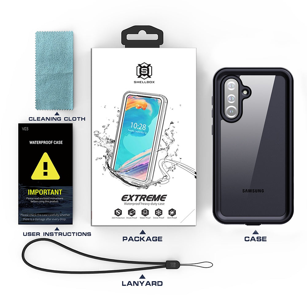 Waterproof Case for Samsung Galaxy S25+ S936, ShellBox, Black