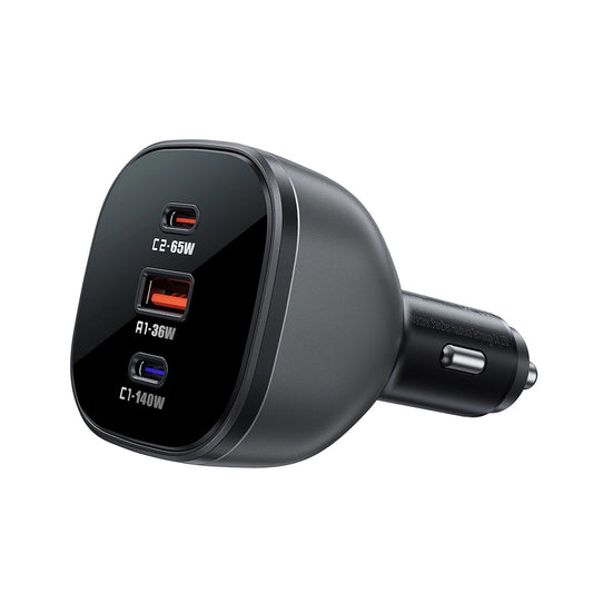 Acefast B14 Car Charger, 165W, 5A, 1 x USB-A - 2 x USB-C, Black