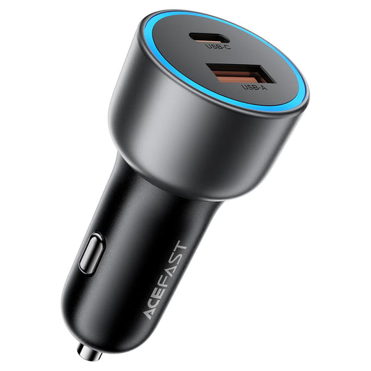 Acefast Auto-oplader B21, 75W, 3A, 1 x USB-A - 1 x USB-C, Grijs