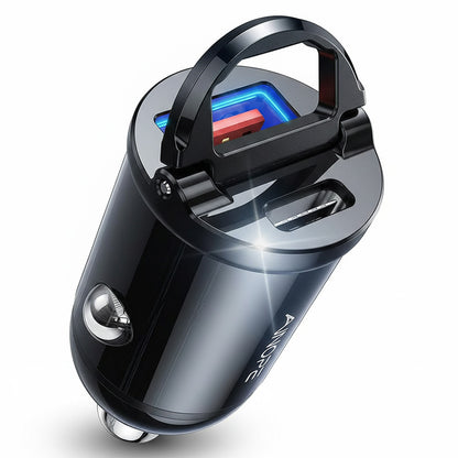 Auto-Ladegerät Ainope, 30W, 5A, 1 x USB-A - 1 x USB-C, Schwarz