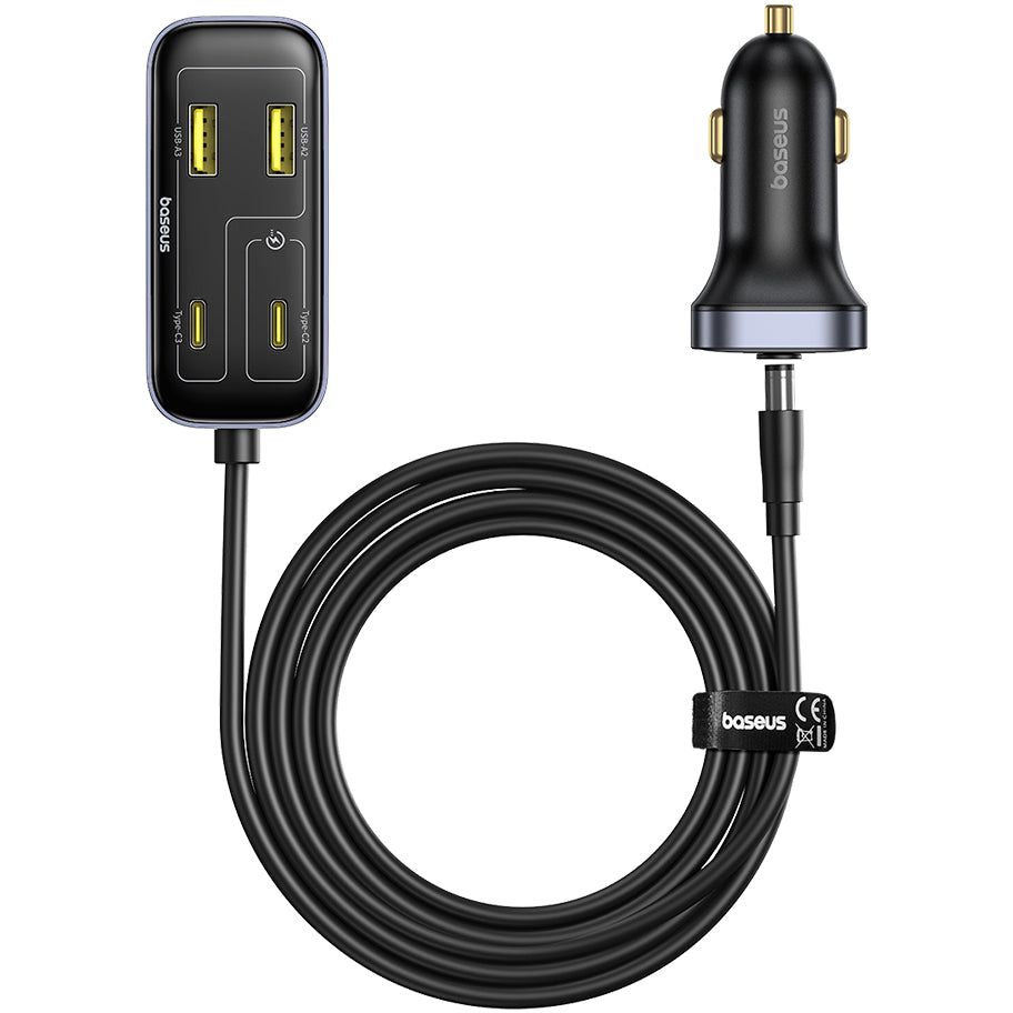 Auto-oplader Baseus BackseatPal L1, 110W, 3A, 3 x USB-A - 3 x USB-C, Zwart C00081100121-00