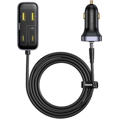 Auto-oplader Baseus BackseatPal L1, 110W, 3A, 3 x USB-A - 3 x USB-C, Zwart C00081100121-00