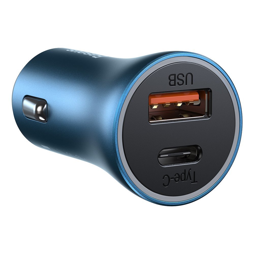 Chargeur de voiture Baseus Golden Contactor Pro, 40W, 3A, 1 x USB-A - 1 x USB-C, Bleu CCJD-03 