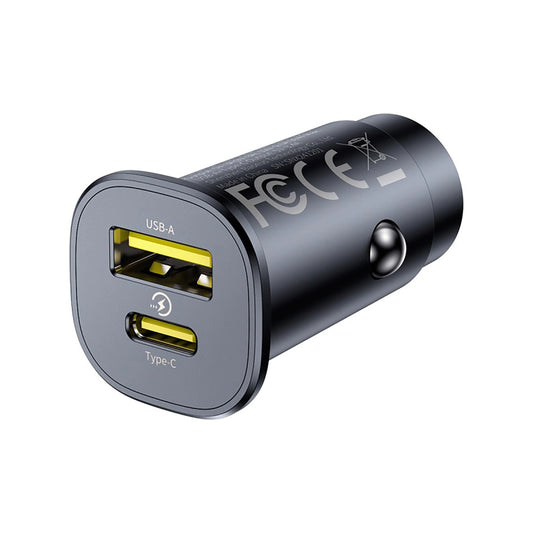 Chargeur de voiture Baseus GoTrip, 30W, 3A, 1 x USB-A - 1 x USB-C, Noir