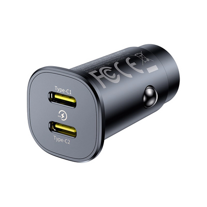 Auto-oplader Baseus GoTrip, 30W, 3A, 2 x USB-C, Zwart