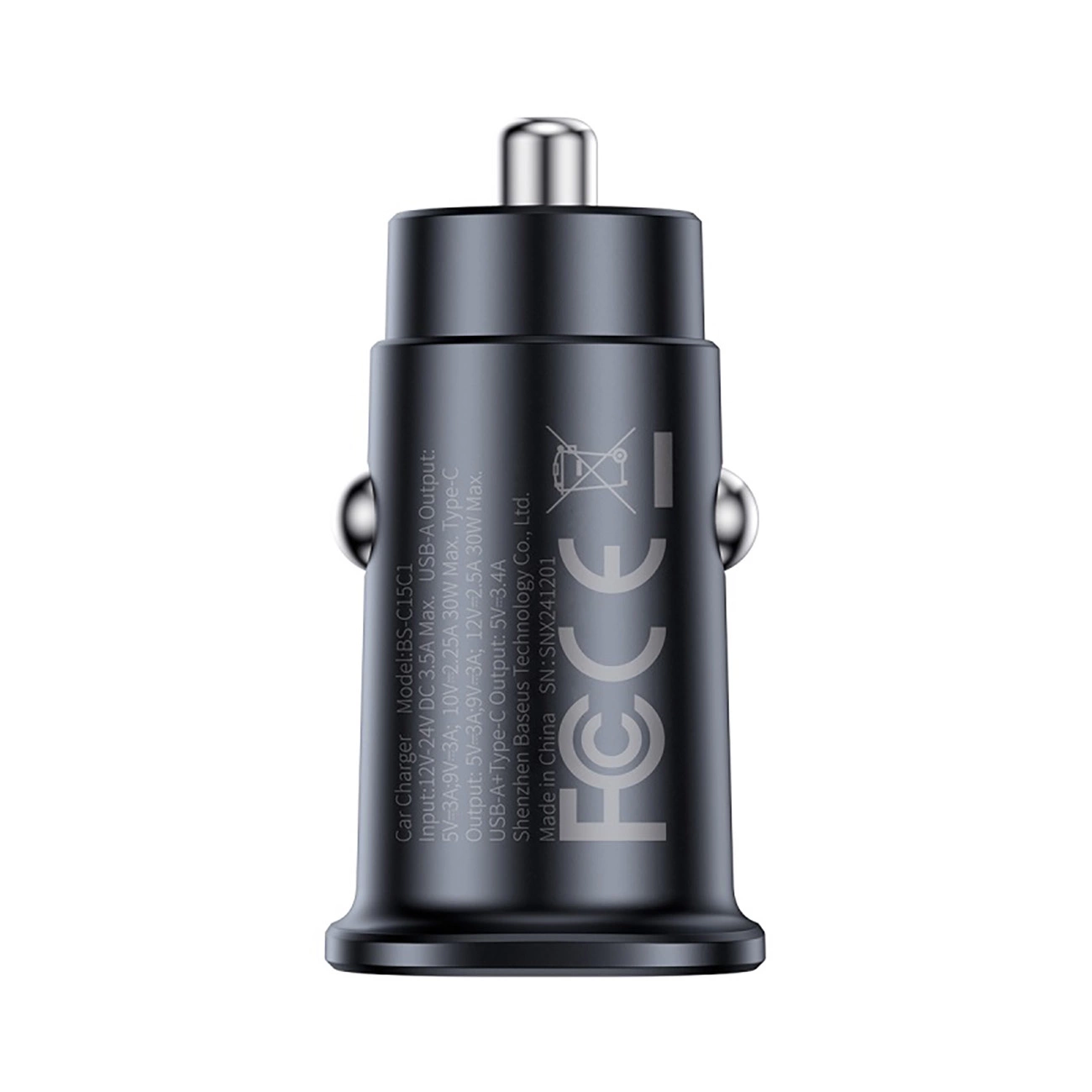 Auto-oplader Baseus GoTrip, 30W, 3A, 2 x USB-C, Zwart