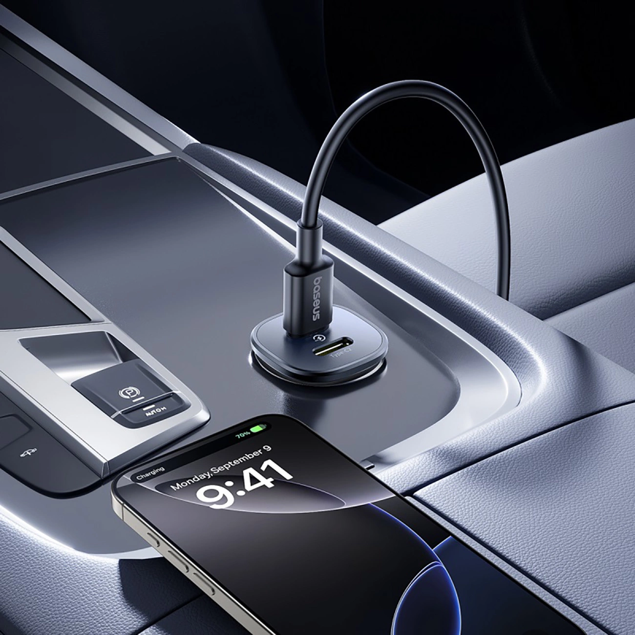 Auto-oplader Baseus GoTrip, 30W, 3A, 2 x USB-C, Zwart