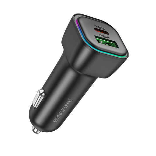 Auto-oplader Borofone BZ28A Trophie, 30W, 3A, 1 x USB-A - 1 x USB-C, Zwart