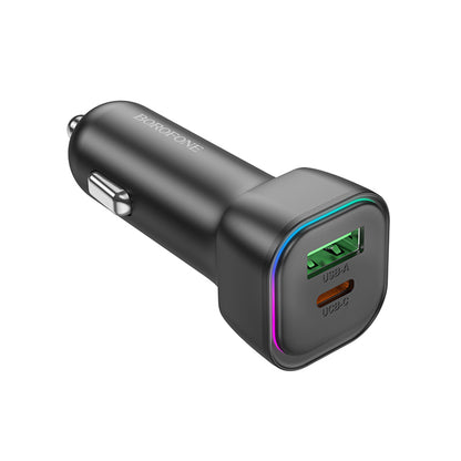 Auto-oplader Borofone BZ28A Trophie, 30W, 3A, 1 x USB-A - 1 x USB-C, Zwart