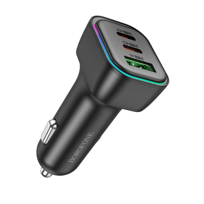 Auto-oplader Borofone BZ28C Trophie, 60W, 3A, 1 x USB-A, 2 x USB-C, Zwart