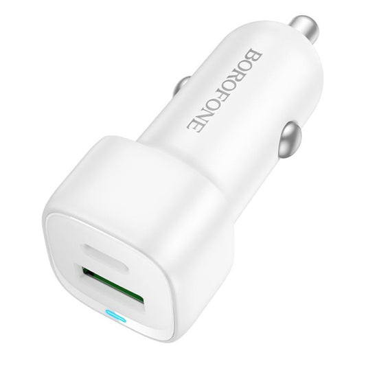 Chargeur de voiture Borofone BZ34B Cloud, 20W, 3A, 1 x USB-A - 1 x USB-C, Blanc