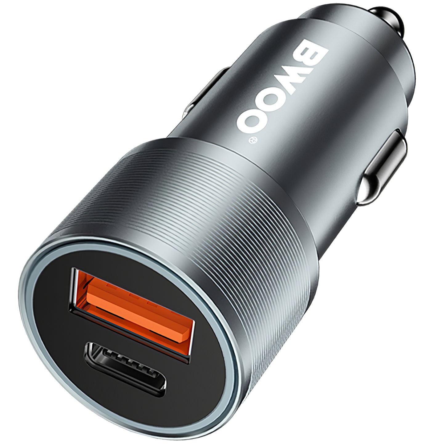 Autolader BWOO BO-CC73, 38W, 3A, 1 x USB-A - 1 x USB-C, Zilver 