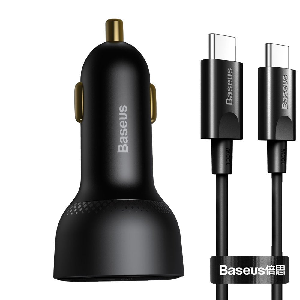 Auto-oplader met USB-C kabel Baseus Superme, 100W, 5A, 1 x USB-A - 1 x USB-C, Zwart TZCCZX-01