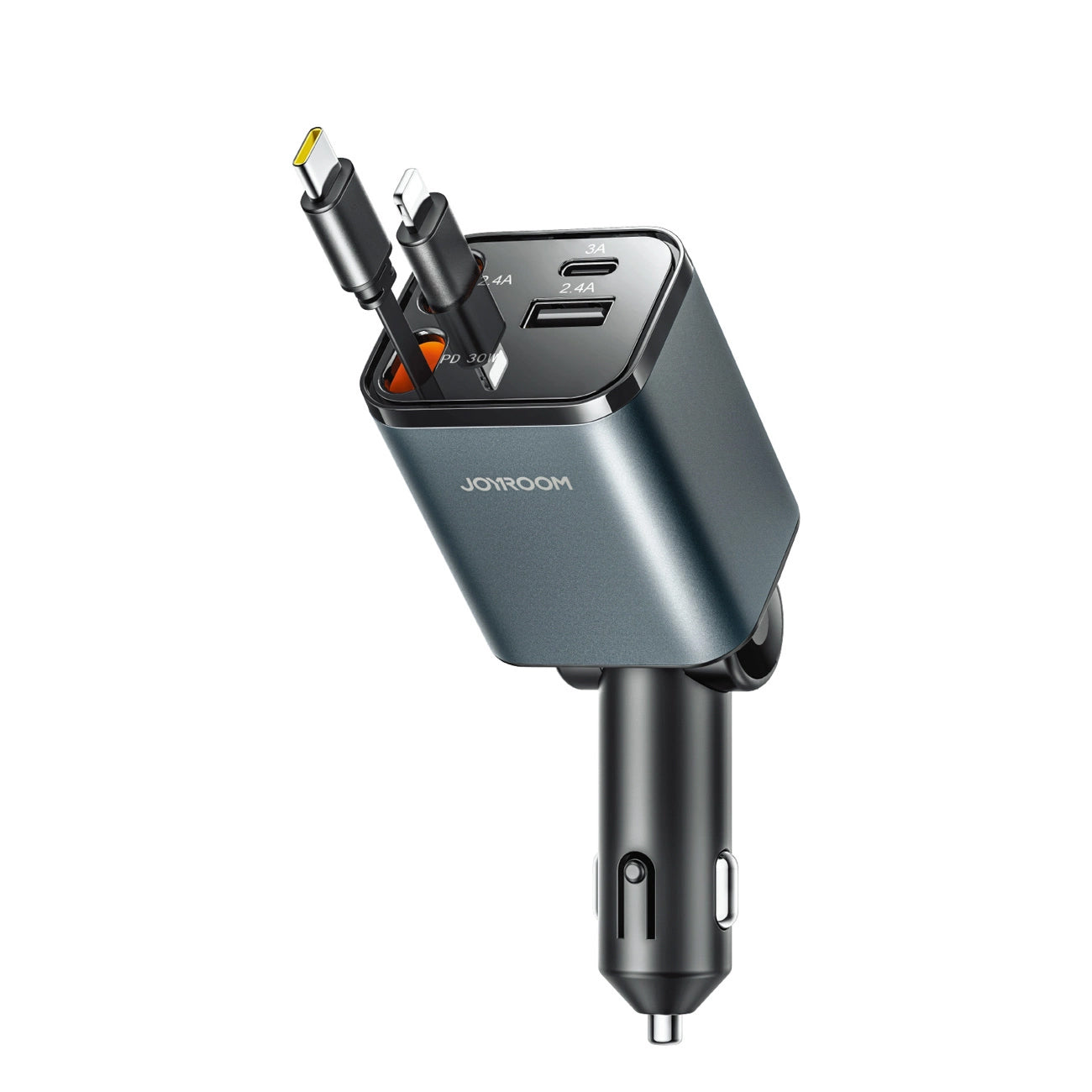 Autolader met USB-C / Lightning Kabel Joyroom JR-CCL05, 30W, 3A, 1 x USB-A - 1 x USB-C, Gri