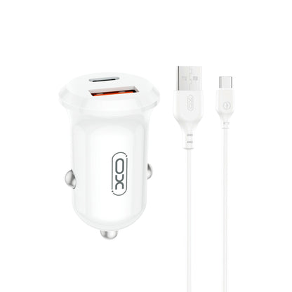 Chargeur de voiture avec câble USB-C XO Design CC69, 30W, 3A, 1 x USB-A - 1 x USB-C, Blanc