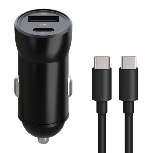 Auto-oplader met USB-C kabel MaXlife MXCC-04, 20W, 3A, 1 x USB-A - 1 x USB-C, Zwart