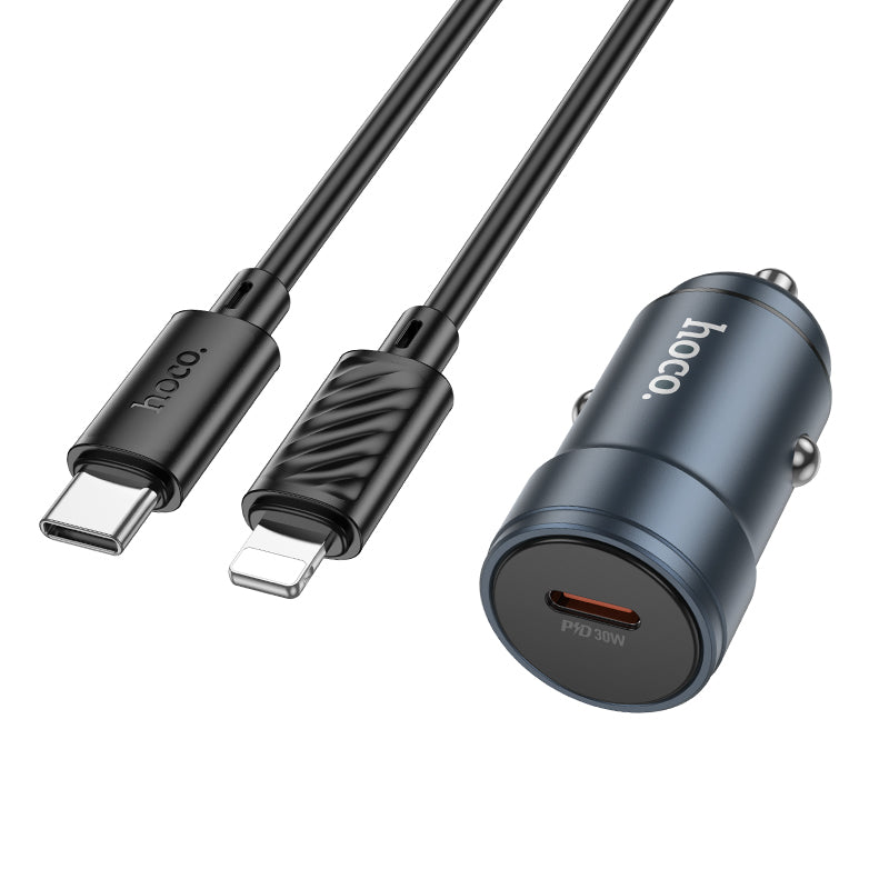 Auto-oplader met Lightning-kabel HOCO Z57, 30W, 3A, 1 x USB-C, Gri