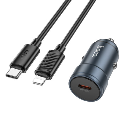 Auto-oplader met Lightning-kabel HOCO Z57, 30W, 3A, 1 x USB-C, Gri