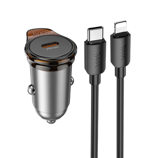 Auto-Ladegerät mit Lightning-Kabel HOCO NZ16, 30W, 3A, 1 x USB-C, Grau