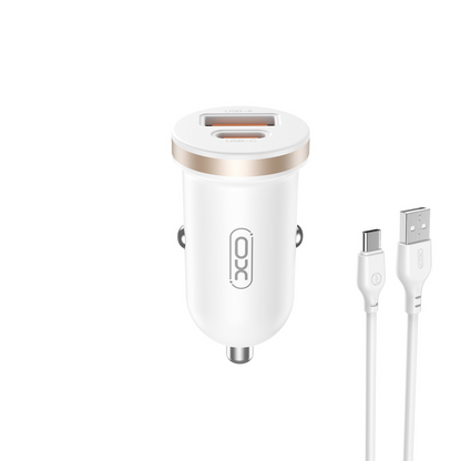 Auto-oplader met USB-C kabel XO Design CC56, 30W, 3A, 1 x USB-A - 1 x USB-C, Wit