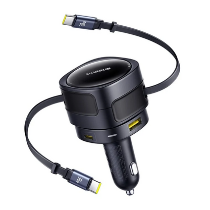 Baseus Enjoyment Max Autoladegerät mit USB-C-Kabel, 90 W, 1 × USB-A – 1 × USB-C, Schwarz C00035507121-03