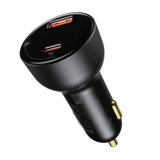 Chargeur de voiture avec câble USB-C Baseus Superme, 100W, 5A, 1 x USB-A - 1 x USB-C, Noir TZCCZX-01
