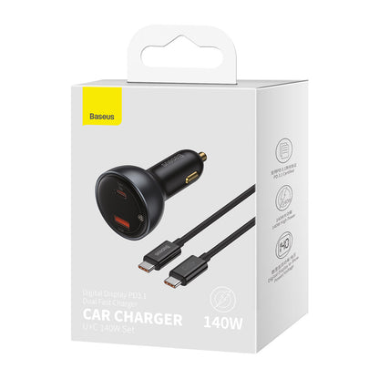 Auto-Ladegerät mit USB-C Kabel Baseus, 140W, 5A, 1 x USB-A - 1 x USB-C, Schwarz CGZX070001
