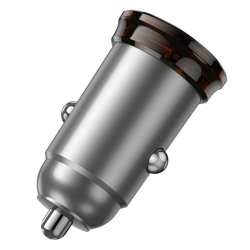 Auto-oplader met Lightning-kabel HOCO NZ16A, 43W, 3A, 1 x USB-A - 1 x USB-C, Gri