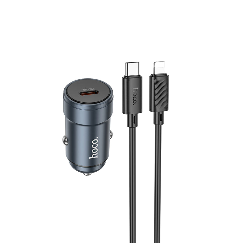 Auto-oplader met Lightning-kabel HOCO Z57, 30W, 3A, 1 x USB-C, Gri