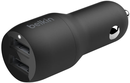 Auto-Ladegerät mit Lightning-Kabel Belkin BoostCharge Dual, 24W, 2,4A, 2 x USB-A, Schwarz CCD001bt1MBK