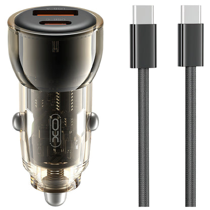 Autolader met USB-C Kabel XO Design CC60, 60W, 3A, 1 x USB-A - 1 x USB-C, Zwart