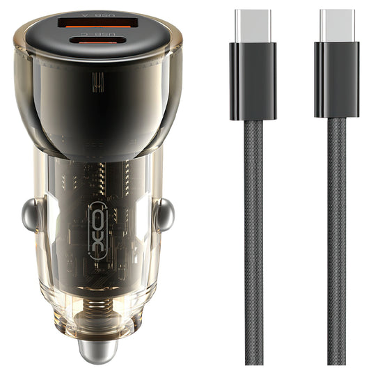 Autolader met USB-C Kabel XO Design CC60, 60W, 3A, 1 x USB-A - 1 x USB-C, Zwart
