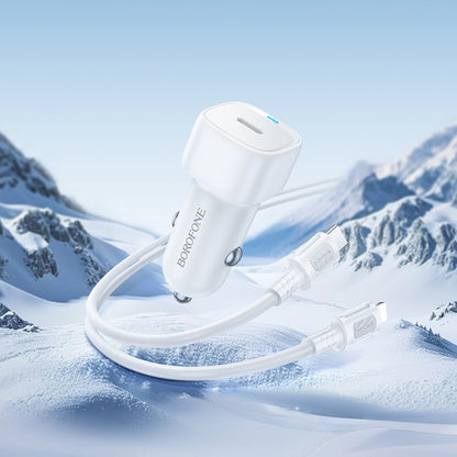 KFZ-Ladegerät mit Lightning-Kabel Borofone BZ34B Cloud, 20W, 3A, 1 x USB-A - 1 x USB-C, Weiß