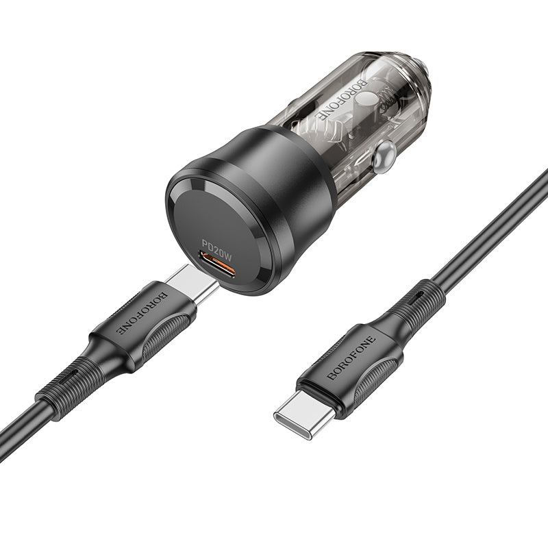 Autolader met USB-C kabel Borofone BZ24 Clever, 20W, 3A, 1 x USB-C, Zwart 