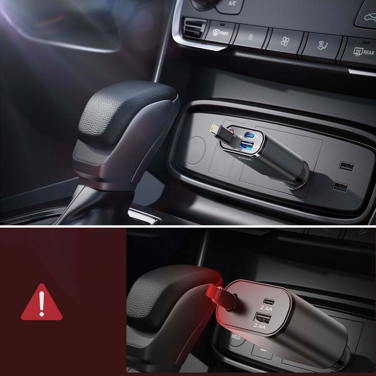 Chargeur de voiture avec câble USB-C Joyroom JR-CCL07, 30W, 3A, 1 x USB-A - 1 x USB-C, Gris