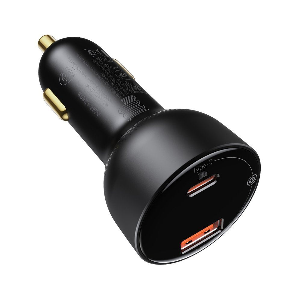 Auto-oplader met USB-C kabel Baseus Superme, 100W, 5A, 1 x USB-A - 1 x USB-C, Zwart TZCCZX-01