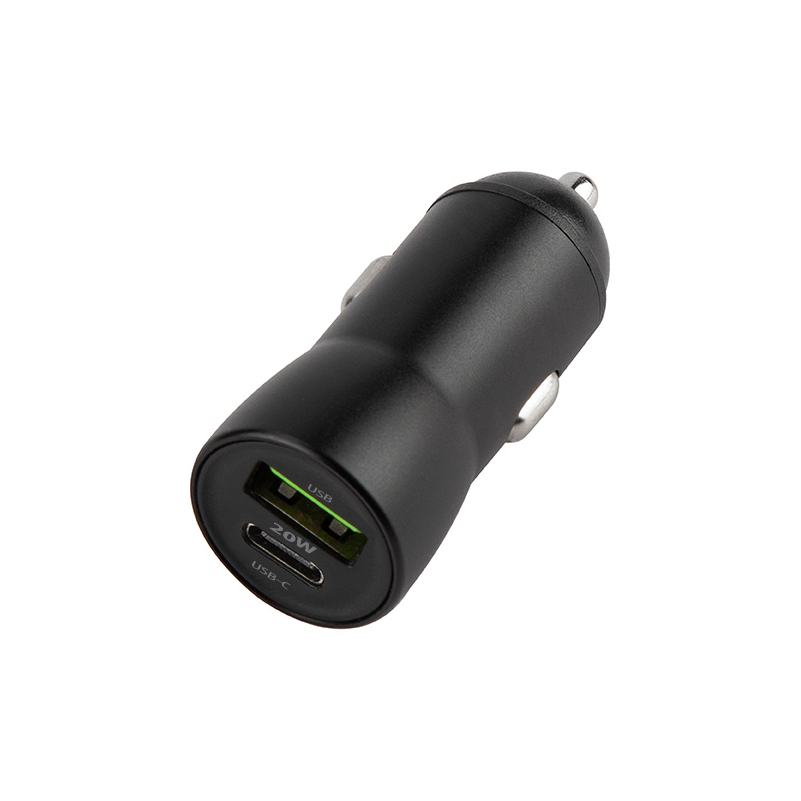 KFZ-Ladegerät mit Lightning-Kabel MaXlife MXCC-04, 20W, 3A, 1 x USB-A - 1 x USB-C, Schwarz