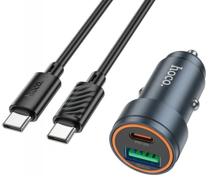 Auto-Ladegerät mit USB-C Kabel HOCO Z57A, 30W, 3A, 1 x USB-A - 1 x USB-C, Grau
