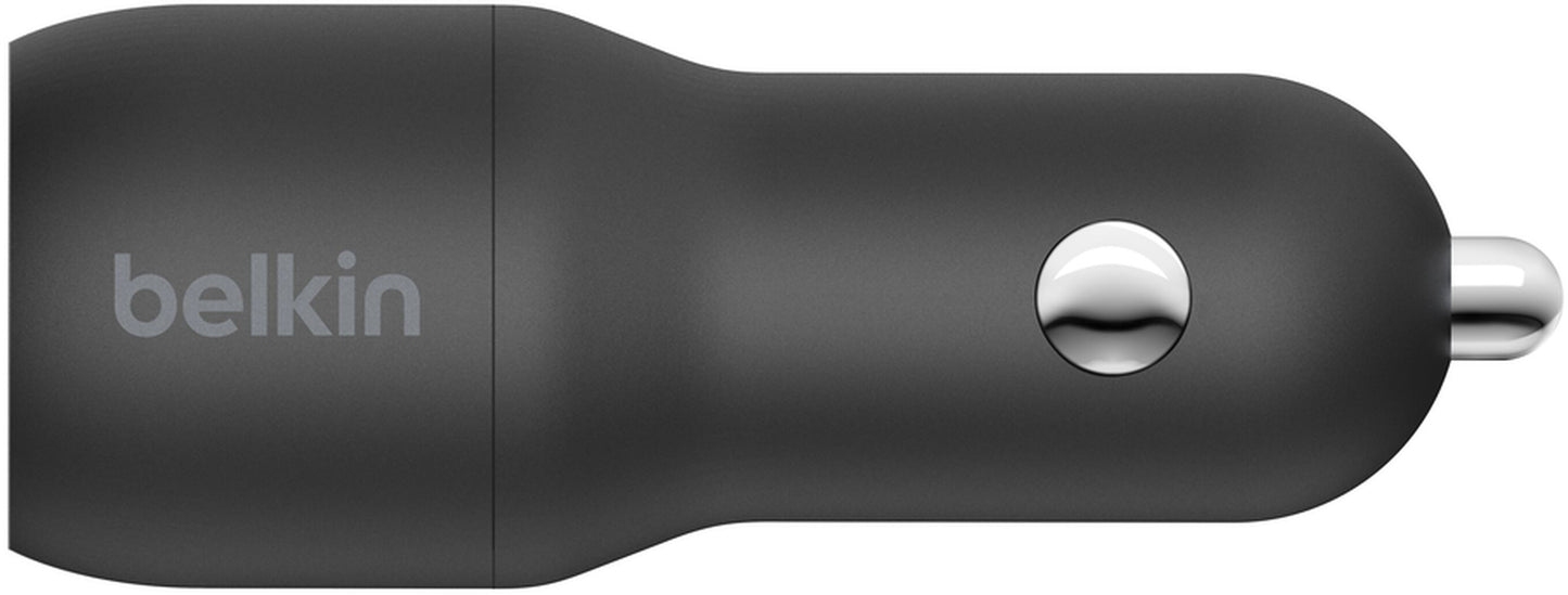 Auto-Ladegerät mit Lightning-Kabel Belkin BoostCharge Dual, 24W, 2,4A, 2 x USB-A, Schwarz CCD001bt1MBK